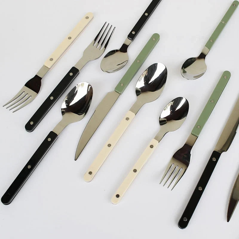 24-Piece Stainless Steel Cutlery Set with Engraved Design - BistroLine 1