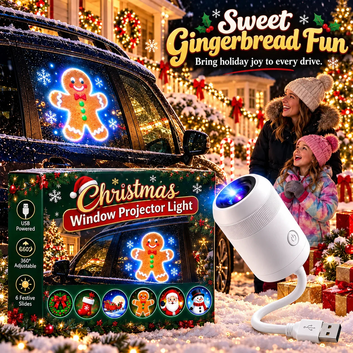 🎅 Christmas Car Projector Light ✨ Bring Holiday Magic on the Road 3