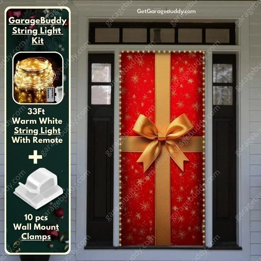 Christmas Door Cover – Festive Gift Wrap Design for Outdoor Holiday Decoration 3