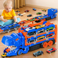DinoSwallow Transporter Truck: 2-in-1 Race Track & Car-Eating Dinosaur Hauler 0