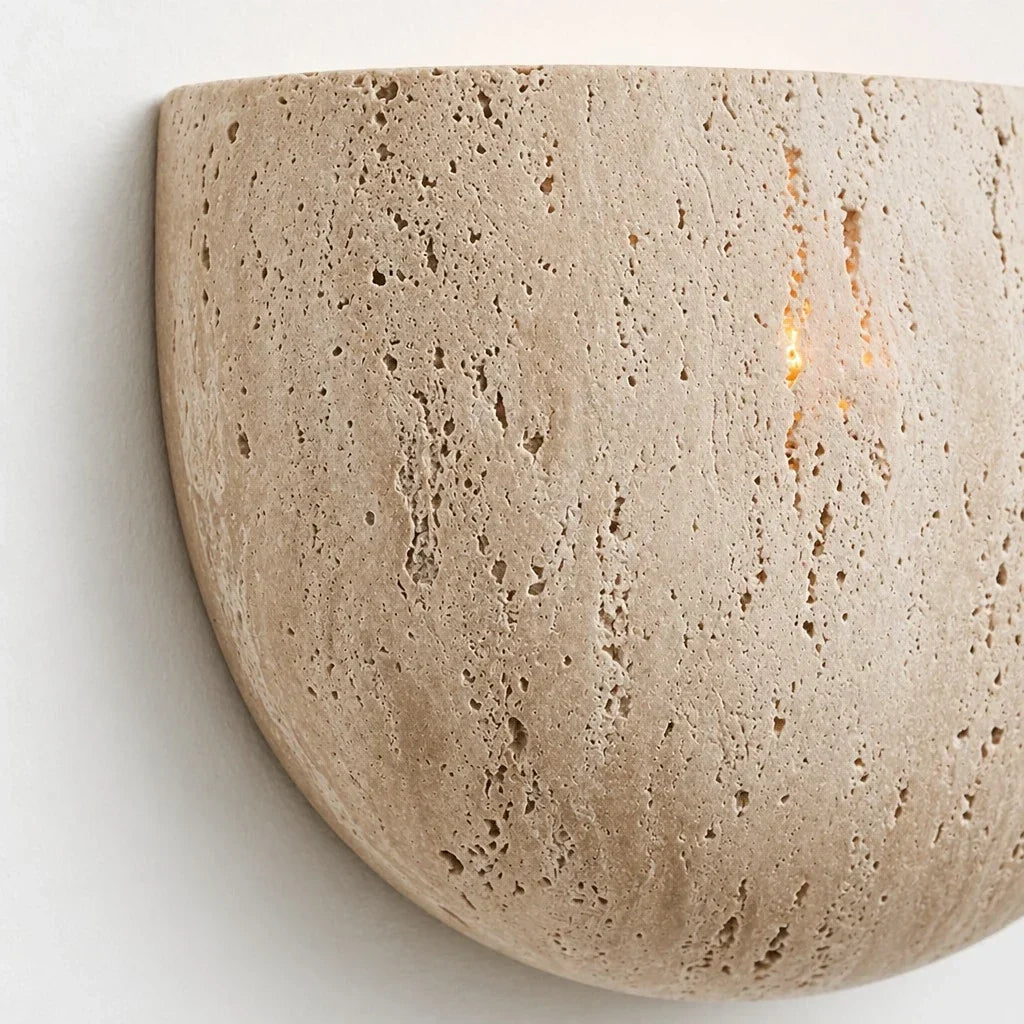 Iselin Wabi-Sabi Travertine Half-Moon Wall Sconce 6