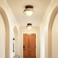 Kairi Retro Travertine Stone Round Flush Mount Ceiling Light 3