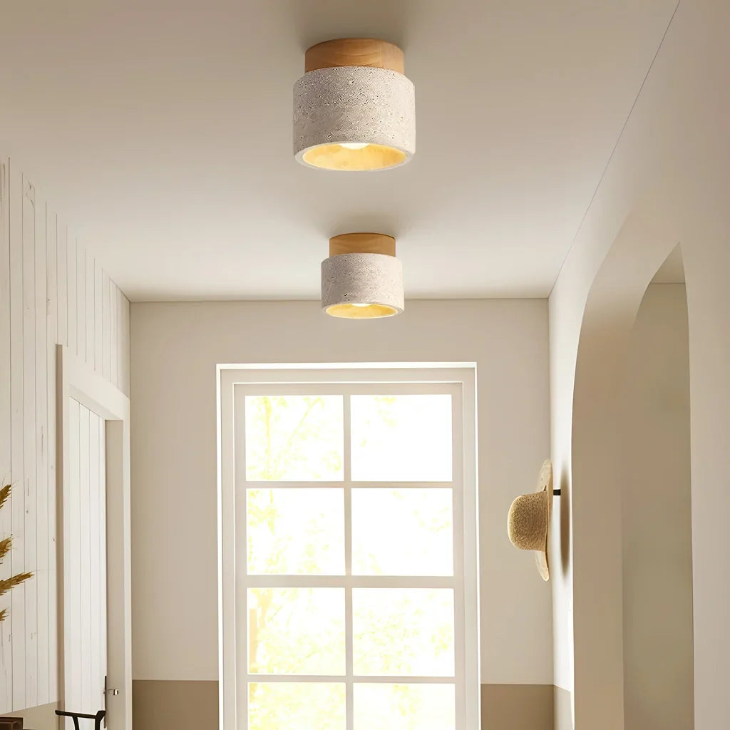 Kairi Scandinavian Natural Travertine Semi Flush Mount Ceiling Light 5