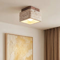 Kairi Square Travertine Stone 1-Light Flush Mount Ceiling Light 1