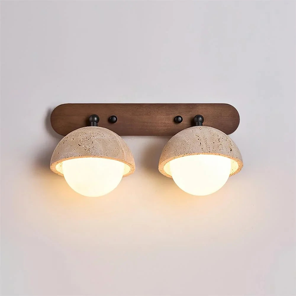 Kairi Wabi Sabi Natural Travertine Globe Wall Lamp 0