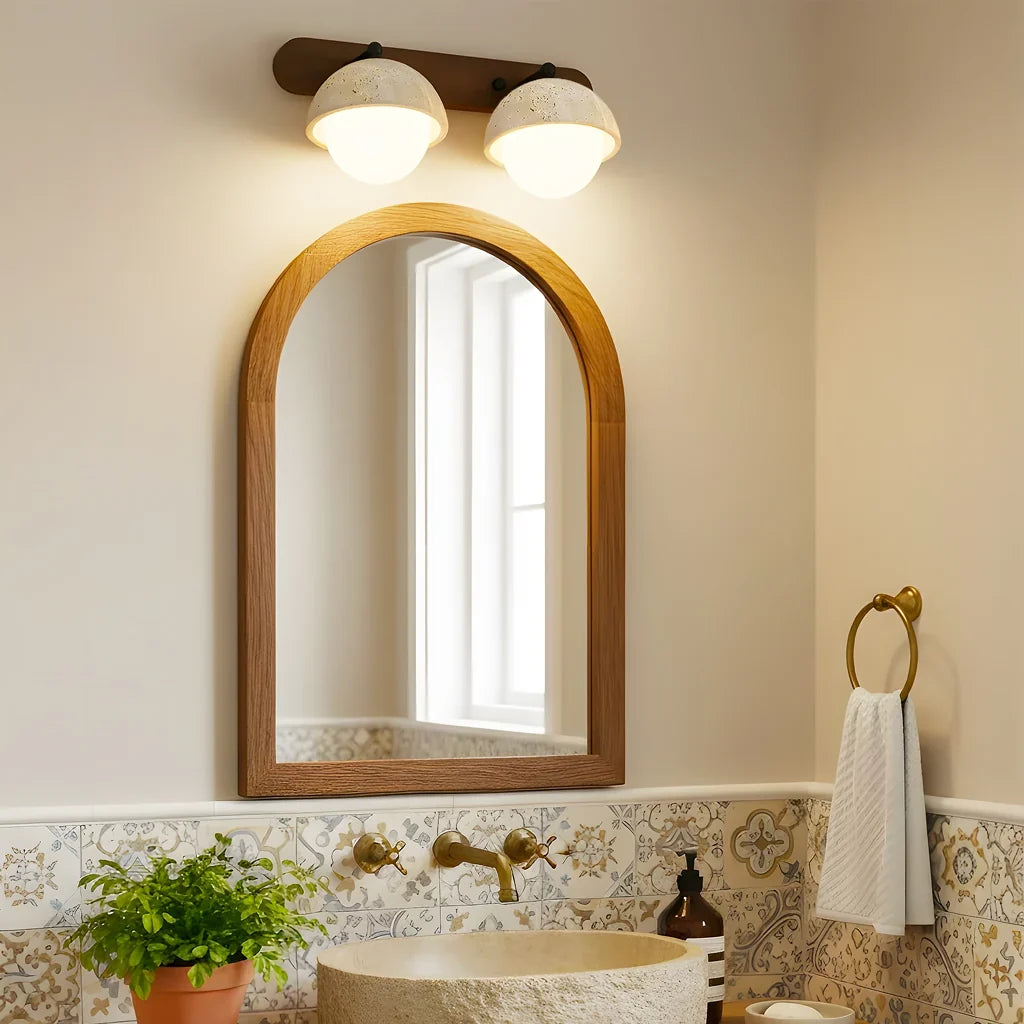 Kairi Wabi Sabi Natural Travertine Globe Wall Lamp 8