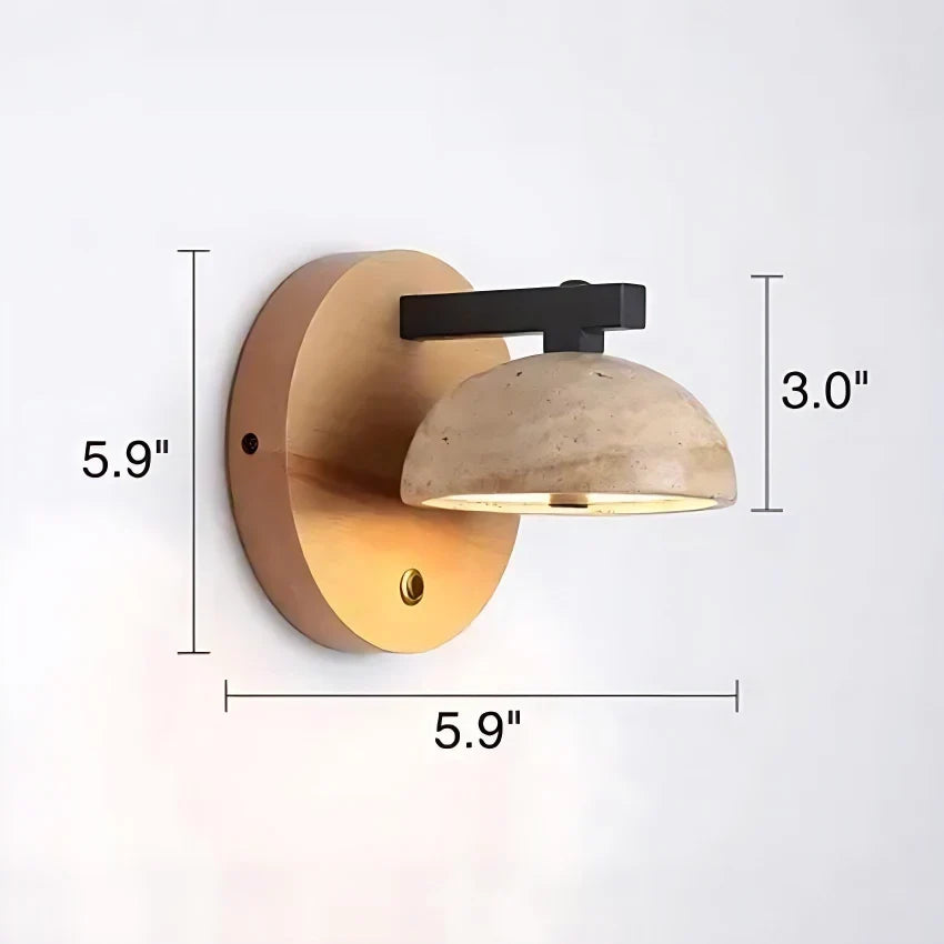 Riley Travertine Wood Round Wall Sconce 6