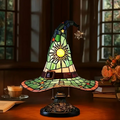 Witch Hat Accent Lamp Tiffany Style Decorative Table Lamp With Star and Sun Design 2