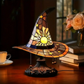 Witch Hat Accent Lamp Tiffany Style Decorative Table Lamp With Star and Sun Design 3